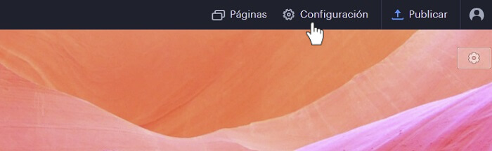 En el creador de páginas web Webnode, haz clic en Configuración