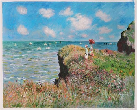 Obraz Procházka na vrchol útesu poblíž Pourville (1882) od Claude Moneta perfektně ukazuje dodržení pravidla třetin (Art Institute of Chicago).