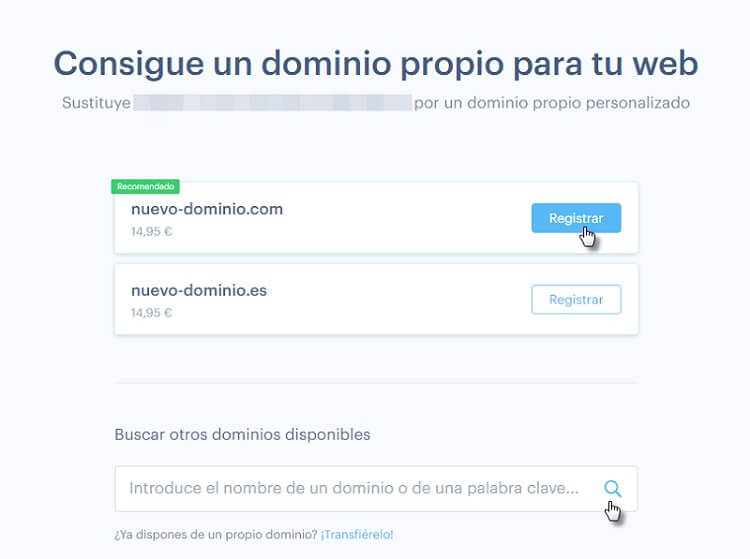 Elige tu nombre de dominio