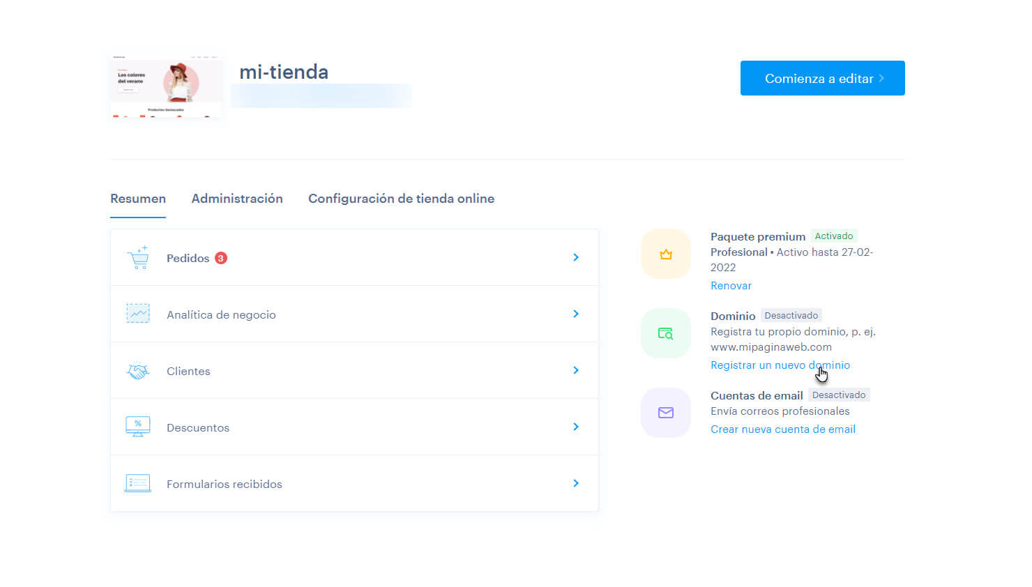 Registra un nuevo dominio
