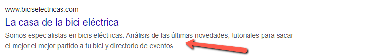 Descripción SEO en los resultados de búsqueda
