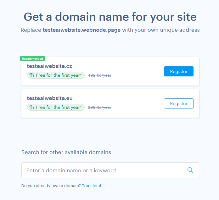Register a domain for your website