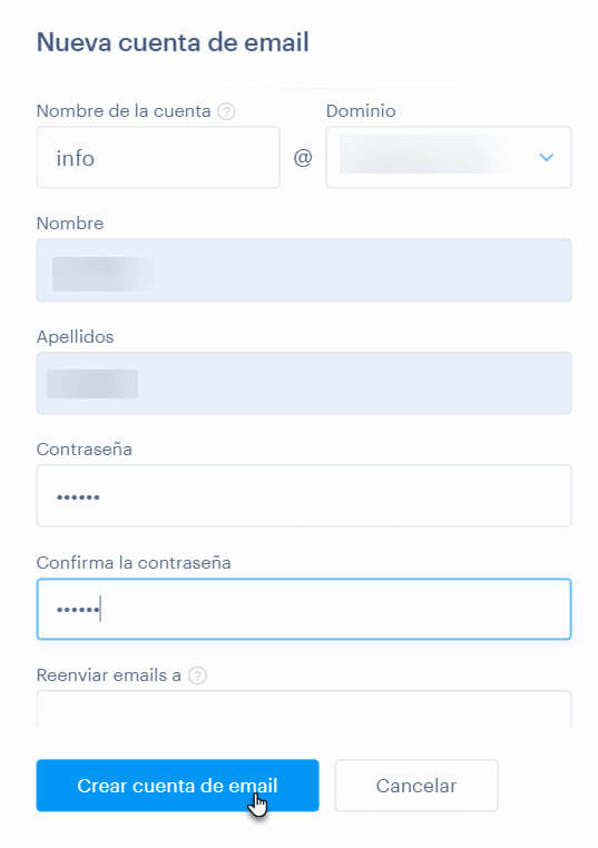Crear cuenta de email