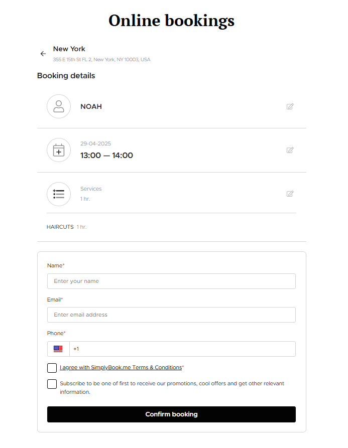 Webnode Online booking system