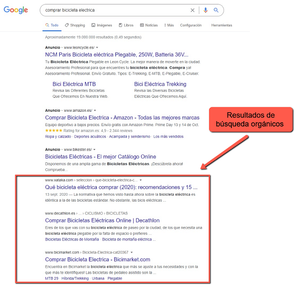 Resultados SEO de búsqueda orgánicos