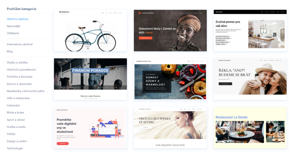 Šablony Webnode
