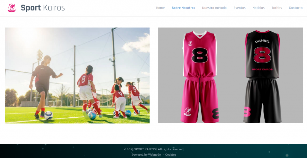 Stránka O nás na webu fotbalového klubu Sport Kairos u Webnode.