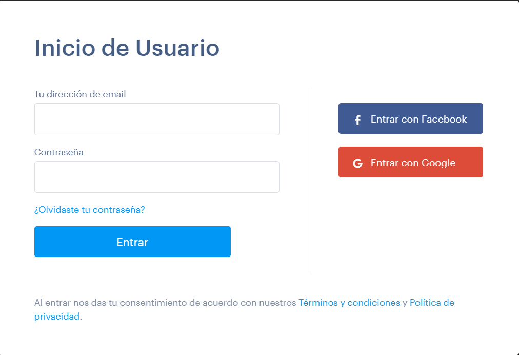 Inicio de usuario