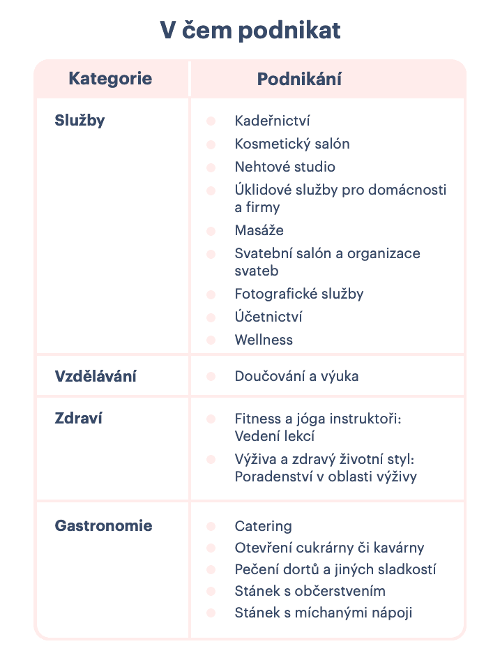 V čem podnikat na mateřské